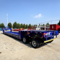 Personnalisé 2 axes 80T tête d'oie détachable lit bas camion remorque grande taille marchandises transport Lowboy Lowbed semi-remorque