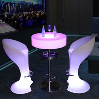 Table haute ronde éclairée par LED, en PVC, design moderne, usage commercial, table à cocktails colorée