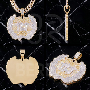 Pendentif initial en moissanite VVS certifiée GRA, serti 3D, style hip-hop, avec lettre personnalisée en diamant baguette, bijoux raffinés pour hommes - Product Image 2