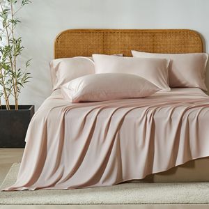 Ensemble de housse de couette 4 pièces en bambou 100% pur, tissé, motif uni, 300 fils, toutes saisons, impression personnalisable - Product Image 1