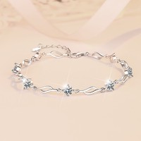 Bracelets en argent sterling pour femmes bracelet en diamant moissanite breloque D ronde dames plaqué anniversaire femmes en argent sterling