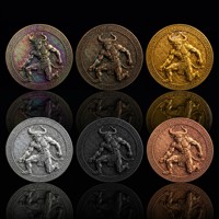 Pièce commémorative personnalisée 3D en relief de Minotaure dans le Labyrinthe, en bronze antique, pièce de défi sur le thème du mythe grec, pour cadeau de luxe