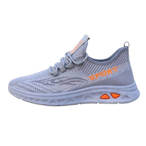 Zapatillas de correr ligeras de malla para hombre, transpirables, con suela suave, para entrenamiento deportivo, con cordones, diseño gris y naranja - Product Image 5