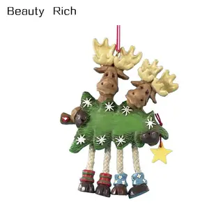 4.25" RESIN MOOSE PAIR ORNAMENT Christmas Ornament