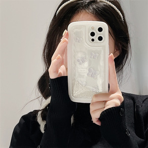 Funda trasera <span class=keywords><strong>de</strong></span> TPU suave para <span class=keywords><strong>iPhone</strong></span> <span class=keywords><strong>13</strong></span> <span class=keywords><strong>Pro</strong></span> Max, funda protectora con purpurina blanca, mariposa, gran oferta - Product Image 6