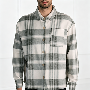 Chemise en molleton à <span class=keywords><strong>carreaux</strong></span> gris et blanc pour <span class=keywords><strong>homme</strong></span>, très demandée, design classique, pour le quotidien, les voyages, les loisirs et les activités de plein air, motif personnalisé accepté - Product Image 1