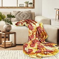 Selimut Rajut Pizza Kartun Ramah Lingkungan, Dapat Dilipat, Laris, Dapat Dicuci Berulang Kali, Bahan Flanel Fleece, Empat Musim, Dapat Disesuaikan