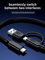 Câble de données USB4 JMAX 240w 2 en 1 Type C vers USB C pour disque dur, 40 Gbps USB3.2, câble de projection 8k un vers deux