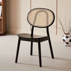 Silla de Comedor Moderna de Madera Maciza y Ratán, Silla de Madera con Respaldo Ovalado de Ratán, Asiento Tapizado, Muebles para Restaurante, Cafetería, Hotel y Hogar, OEM - Product Image 3