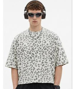 <b>Men</b> <b>Leopard</b> <b>Print</b> T <b>Shirt</b> Heavyweight Oversized Drop Shoulder Crew Neck Short Sleeve Streetwear Tee Wholesale Bulk - Product Image 1