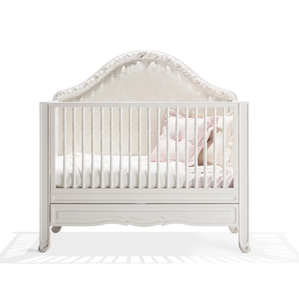 Luxury Traditional Solid Wood Baby Crib with Soft Tufted Headboard for Babies and Kids Bedroom Furniture - Product Image 3