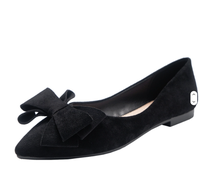 Ballerines à nœud pour femmes, bout pointu, chaussures plates décontractées en daim, élégantes pour le travail, mocassins à enfiler
