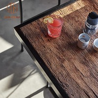 Table de café en bois massif, haute qualité, vente en gros, café, Restaurant, restauration, taille personnalisée, Vintage, forme carrée