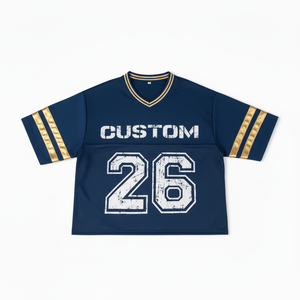 Retro <span class=keywords><strong>Polyester</strong></span> Lụa Màn Hình T-Shirt Cho Nam Giới Rộng Lưới Mỹ Bóng Đá Jersey Với Ngắn Dài Tay Áo Tương Phản Phiên Bản Trống - Product Image 3