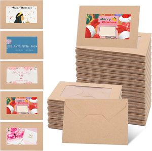 Cartes-cadeaux de Noël recyclées livre 4.125x2.78 pouces <span class=keywords><strong>mini</strong></span> longues enveloppes brunes kraft avec fenêtres pour les entreprises - Product Image 5