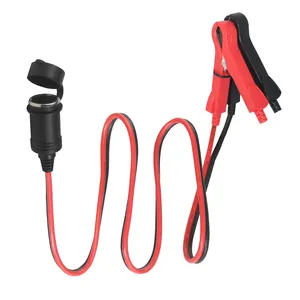 12V 24V Auto Cigarette Lighter Socket Female Adapter 30A Alligator Clips Car Battery Clip-on Extension Cord