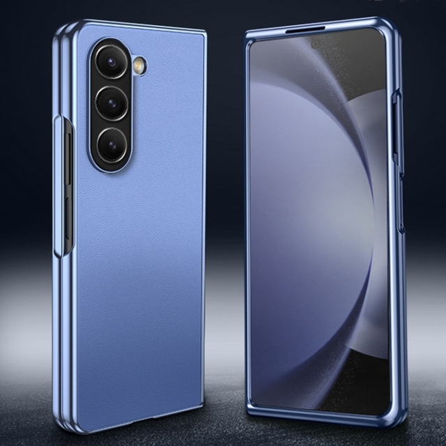 For Samsung Galaxy Z Fold6 Case, Electroplated Frame Folding PU Shockproof Protective Mobile Phone Case