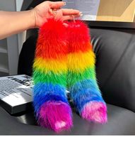 Nouveaux produits arrivés : Porte-clés en peluche queue de renard de 40 cm, pendentif de sac à main queue de renard arc-en-ciel, porte-clés queue de renard