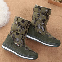 Soldes Exceptionnelles : Bottes de Neige Mi-Mollet Vert Armée Chaudes pour Enfants, Imperméables, Sportives, Hiver, Dessus Doublé Peluche, Fermeture Auto-agrippante, Prêtes pour le Ski