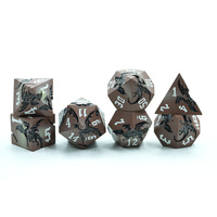 Ensemble de dés polyédriques Dragon en métal dégradé peint en brun en alliage de zinc-Dragon unique 7 pièces Genre de dés