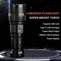Lampe torche tactique LED ZOOM 60W 5000LM 1500m longue portée avec 4 piles 18650 22000mah, laser stroboscopique pour la chasse et le camping