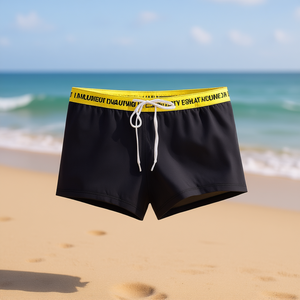 Shorts de Baño de Secado Rápido para Mujer HDJ, Cintura con Cordón Ajustable, Color Negro y Amarillo, Ropa de Playa Informal, Tallas M, L, XL, XXL - Product Image 2