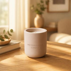 Bougie parfumée en céramique beige mat MW à une seule mèche, minimaliste, aromathérapie pour la décoration de la maison - Product Image 2