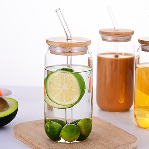 2024 nueva llegada americano 16oz esmerilado <span class=keywords><strong>cerveza</strong></span> transparente en forma de lata de Soda tapa de bambú paja sublimación café e - Product Image 2