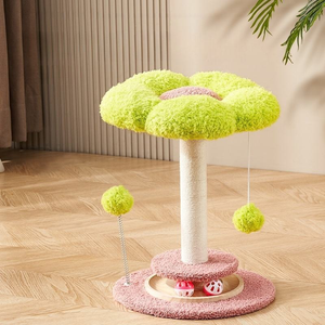 Rascador para Gatos con Forma de Flor de Peluche, Poste Rascador Alto con Juguete de Pista y Bola Interactiva, Árbol para Gatos de Madera para Escalar Verticalmente - Product Image 2