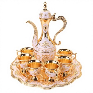 Set da Caffè e Tè in Metallo Vintage Stile Europeo di Lusso, Set da 6 Tazze per Servire Caffè, Cappuccino e Tè - Product Image 1