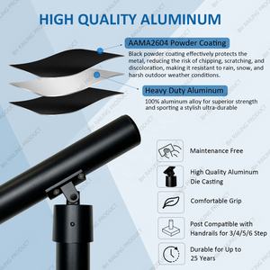 Balaustradas de cumplimiento de ADA de aluminio modular para pasamanos, postes de aplicación de pisos, sistema de escalera moderno, postes de pasamanos modernos - Product Image 2
