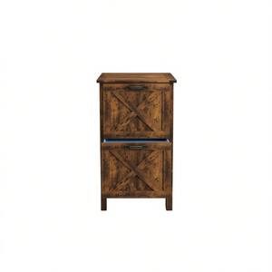 Armoire de classement en bois à 2 tiroirs, mobilier de bureau rustique, rangement de dossiers, usage commercial - Product Image 1