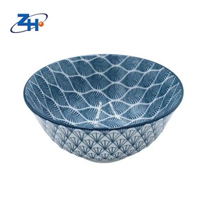 Bộ đồ ăn sang trọng màu xanh trắng sứ tấm bát đặt bộ đồ ăn Pad sứ in gốm Sản xuất tại Trung Quốc - Product Image 4