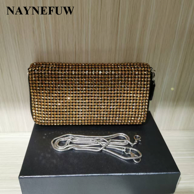 Shenglu 2024 Latest Luxury Designs Shining Rhinestone Crystal Diamonds Clutch Purses for Women Zipper Phone Bags Long Shoulder