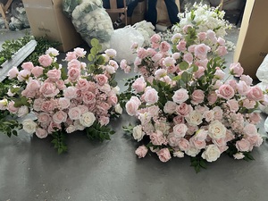 Boule de fleurs artificielles W-D028, fleurs roses, gypsophile, roses, pour centres de table de mariage, décorations de fête - Product Image 5