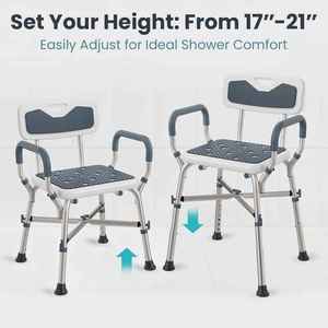 <span class=keywords><strong>Chaise</strong></span> <span class=keywords><strong>de</strong></span> <span class=keywords><strong>douche</strong></span> à <span class=keywords><strong>hauteur</strong></span> <span class=keywords><strong>réglable</strong></span>, capacité <span class=keywords><strong>de</strong></span> 450 lb avec accoudoirs rembourrés et dos, équipement <span class=keywords><strong>de</strong></span> sécurité pour salle <span class=keywords><strong>de</strong></span> bain pour personnes âgées handicapées - Product Image 4