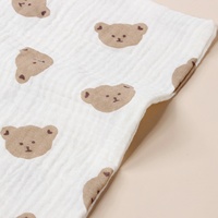 Pure Cotton Double-Layer Muslin Eco-friendly Baby Gauze Face Towel Hanging Rope Soft Small Square Towel Home Printed