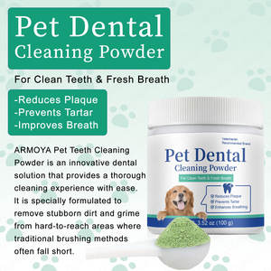 Vendite calde OEM polvere dentale per cani integratore per animali domestici per la pulizia dei denti in polvere per cani placca e alito cattivo in polvere 100 grammo - Product Image 4