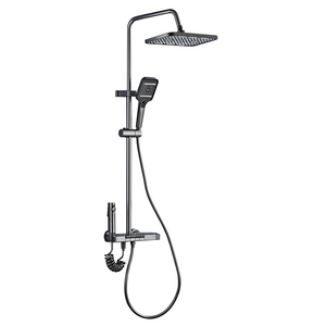 Set Doccia a Cascata <span class=keywords><strong>con</strong></span> Finitura Spazzolata, <span class=keywords><strong>Miscelatore</strong></span> Intelligente per <span class=keywords><strong>Bagno</strong></span> <span class=keywords><strong>con</strong></span> Acqua Calda e Fredda, Rubinetto a Cascata <span class=keywords><strong>con</strong></span> Barra Scorrevole e Soffione Doccia - Product Image 2