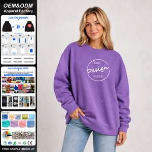 Sudadera con capucha de algodón polar al por mayor, cuello redondo, ajuste holgado informal, lisa, con logo personalizado, extragrande, para mujer, con estampado gráfico - Product Image 1
