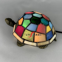 Lampe de table tortue décorative en verre coloré, peinte à la main, personnalisée, en gros, avec LED, petite lampe de bureau, cadeau