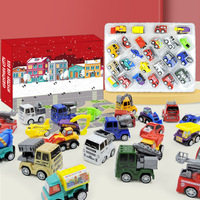 24PCS Camion de Pompiers Militaire Véhicule d'Ingénierie Pelle Boîte Aveugle pour Noël Compte à Rebours Calendrier Cadeau de Vacances