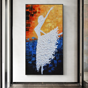 Peintures acryliques sur toile décoratives murales modernes 3D Hot Girl, style Art Déco, représentant des danseuses de ballet, avec spatule - Product Image 2