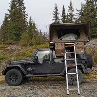 Tente de toit rigide pliable en toile imperméable avec échelle télescopique en aluminium, une chambre, pour 4x4 tout-terrain et expéditions.