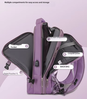 Sac à dos pour ordinateur portable de voyage avec port de charge USB, sac à dos professionnel extensible, imperméable et compatible TSA, pour ordinateurs portables de 17,3 pouces