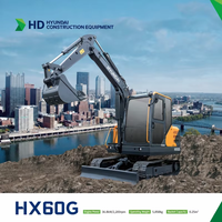 Excavator Hyundai HX60G Bekas Rekondisi 6 Ton Mini Excavator Hidrolik Dengan Kabin untuk Pekerjaan Pertanian & Jalan Raya
