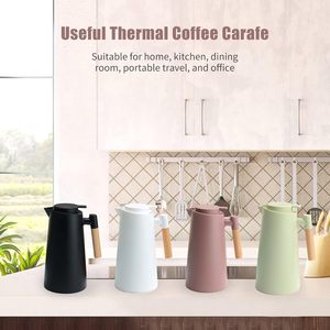 Carafe isotherme portable en plastique de 1,0 L, style arabe, avec intérieur en verre et poignée en bois, pour café et thé - Product Image 6