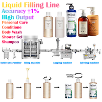 Ligne de production de remplissage liquide, shampoing, gel douche, revitalisant, 50 ml-5 L, contrôle PLC, équipement personnalisable, machine de remplissage, étiqueteuse
