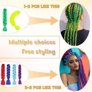 ShowJarlly Tresses africaines chinoises 24 pouces Jumbo Machine Double Weft Pré-étirées Fibres synthétiques 150g 1 paquet - Product Image 5