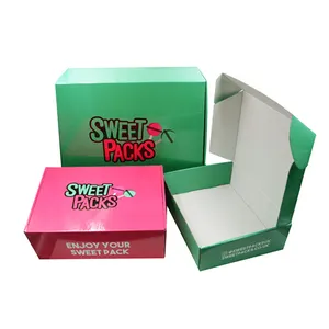 Corrugated Shipping Boxes Mailer Box Packaging High Quality Custom Sweet Packaging Glossy Red Sugar Packing Corrugated Mailer Box For Candy Gummy Cookies Shipping And Packing